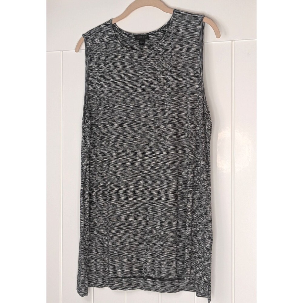 J. Jill Wearever Collection - Black Striped Tunic Tank Top, Large, EUC